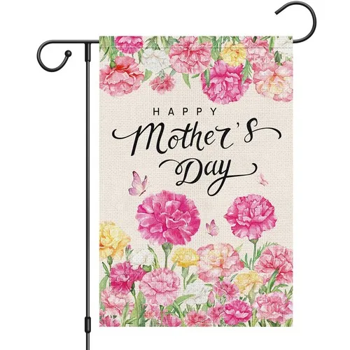 Heyfibro Happy Mother's Day Garden Flag 12x18 Double Sided Burlap, Small Vert... RRC
