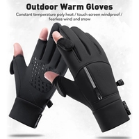 Winter Fishing Gloves 2 Finger Flip Waterproof Winter Gloves Windproof Men Women Warm Protection Fish Angling Gloves