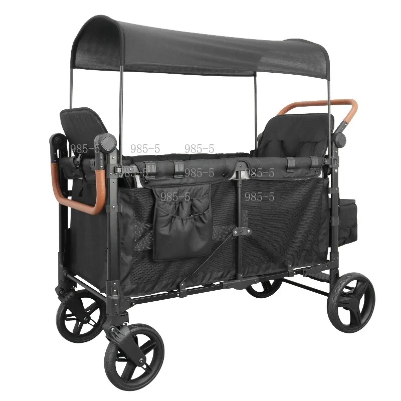 折りたたみ式4人乗りキャンプワゴンベビーカー、日よけキャノピ - Kids Outdoor Wagon のレビューと価格