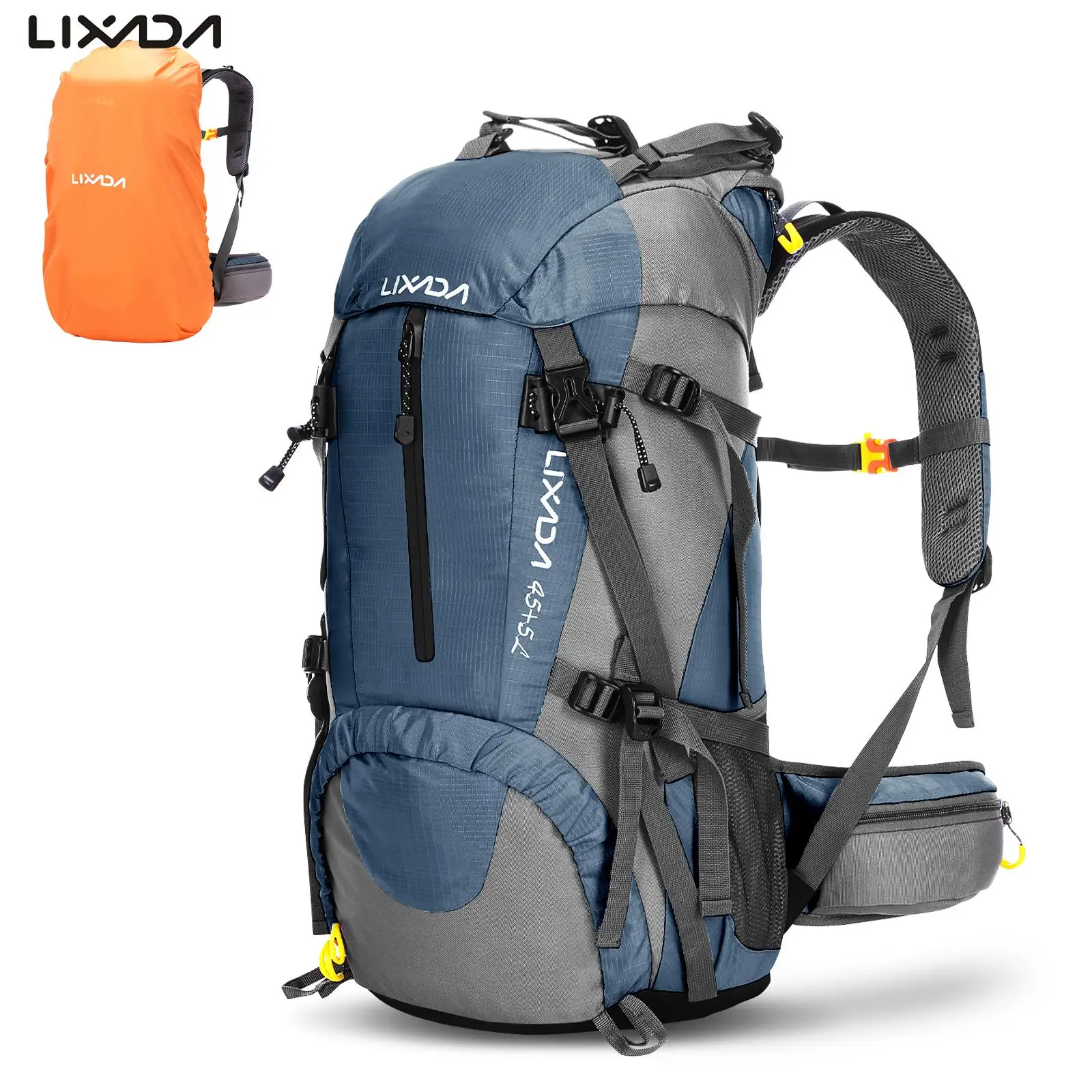 Lixada-Bolsa de escalada impermeable con cubierta de lluvia, mochila de nailon para deportes al aire libre, mochila de viaje para acampar, bolsa de Trekking, 50L