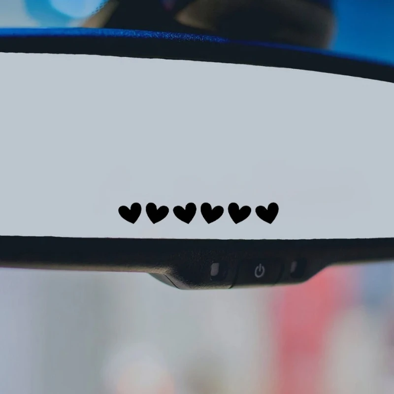 Mini Heart Shape Sticker Vinyl Decal Car Rearview Mirror Sun Visor Laptop Decor Durable Auto Accessories