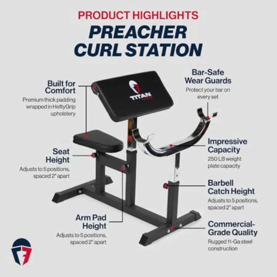 Home gym biceps station with adjustable preacher curl bench durable steel frame black finish 250 LB ccity adjustable seat and a