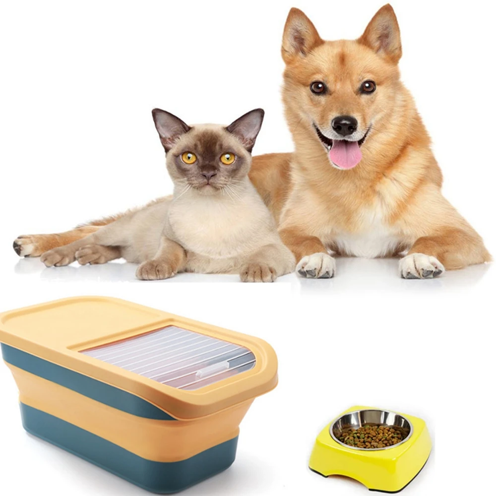 

Dog Food Storage Bucket Moisture-Proof Split Design Pet Food Container Foldable Cat Treat Storage Tool Seal Well Pet Supplies