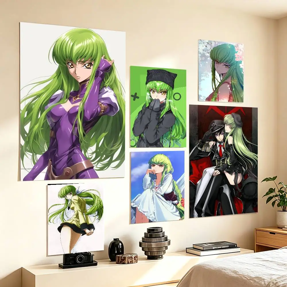 COOL Anime C-Code Geass C.C  Poster HD Self Adhesive Waterproof Wall Art Ideal for Home Office Dorm Gift