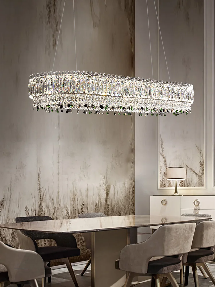 

Modern High-end Crystal Oval Pendant Lights Cristal Hanging Lamp for Ceiling Home Decoration Luxury Dining Room Decor Lustres