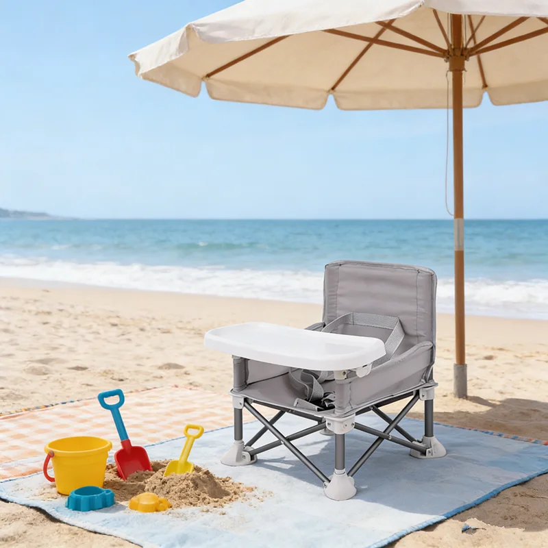 屋外用ポータブル折りたたみ式ベビーハイチェア（トレイと安全ベルト付き）、子供用ビーチチェア、授乳用シート、キャンプ用品
