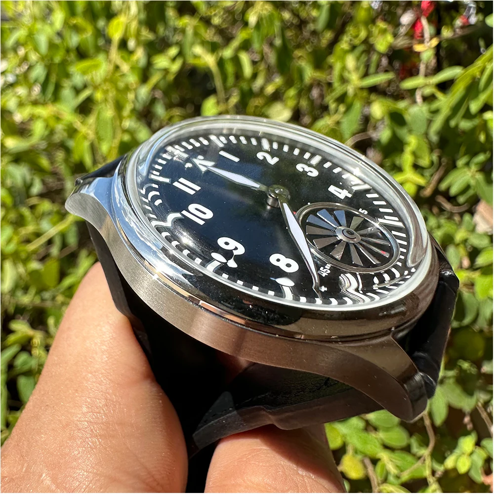 Men Mechanical Wristwatches 44MM Retro Micro Rotor Watch Fashion Movimiento Manual Relogio Masculino Tribute Pilots
