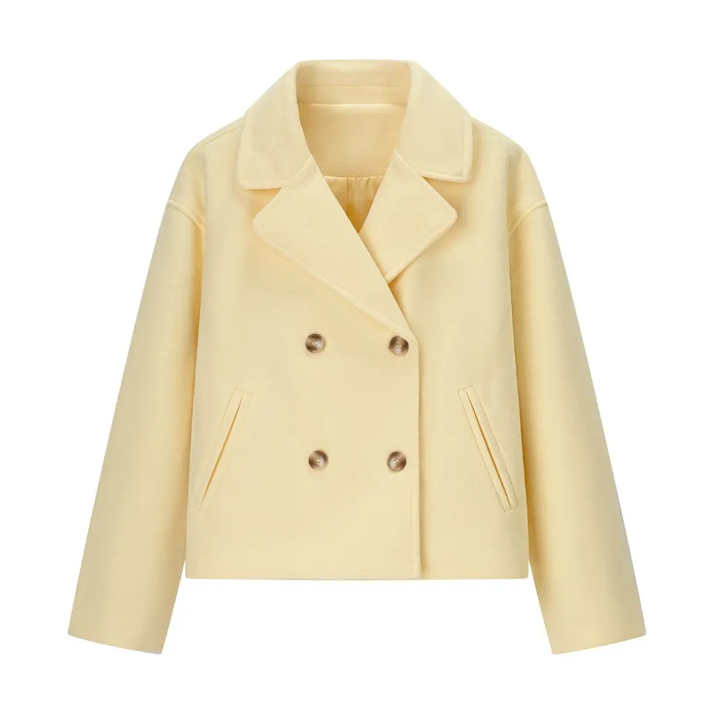 

Women's Double-Breasted Short Woolen Coat Autumn Winter European American Style C92805