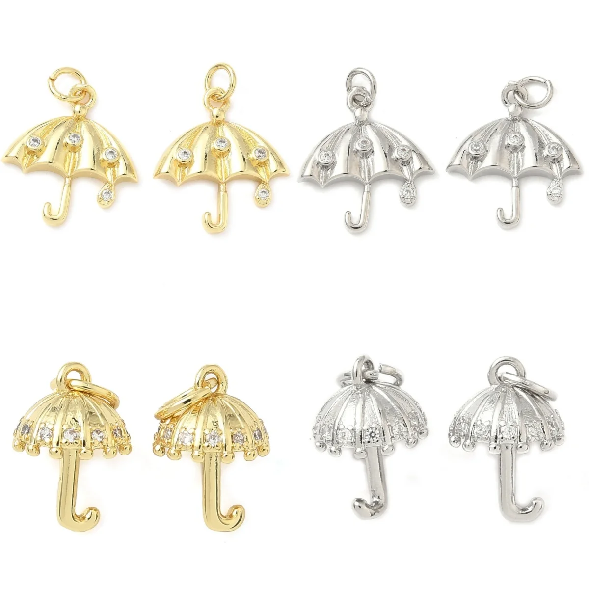 

10Pcs Cubic Zirconia Umbrella Pendants Rhinestone Rainshade Hanging Charms for Necklace Jewelry Making DIY Crafts Accessories