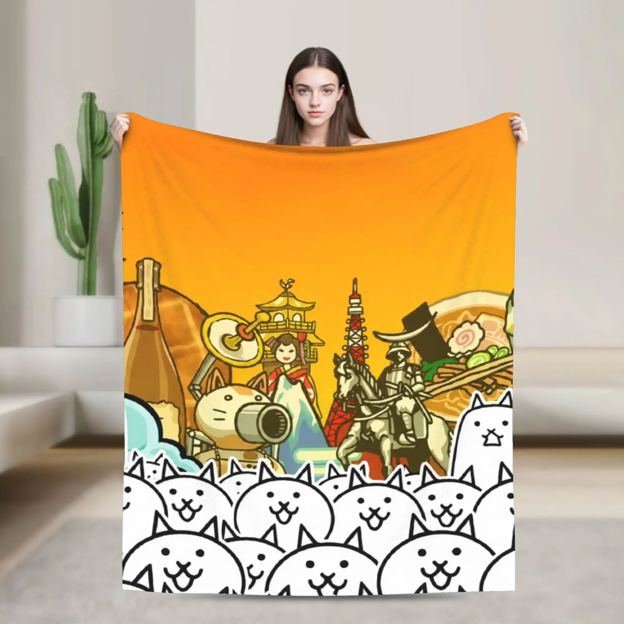 The B-Battle C-Cats Cartoon Blanket Cover Velvet Games Ultra-Soft Throw Blankets for Outdoor Travel Bedspread