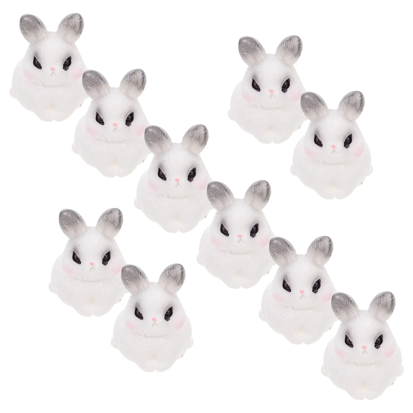 10pcs Cute Decor Cartoon Miniature Bunny Decoration Figurines Resin Ornaments for Garden Home Decor