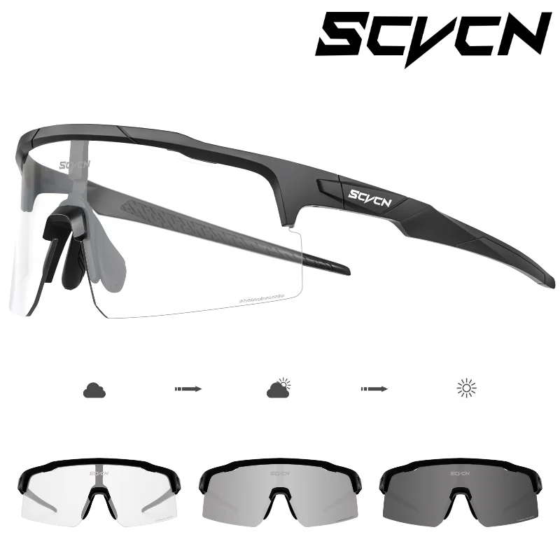 【セール中】SCVCN フォトクロミックサイクリングサングラス男性用バイクメガネサイクリング MTB UV400 ゴーグル女性ハイキング眼鏡スポーツランニングメガネ