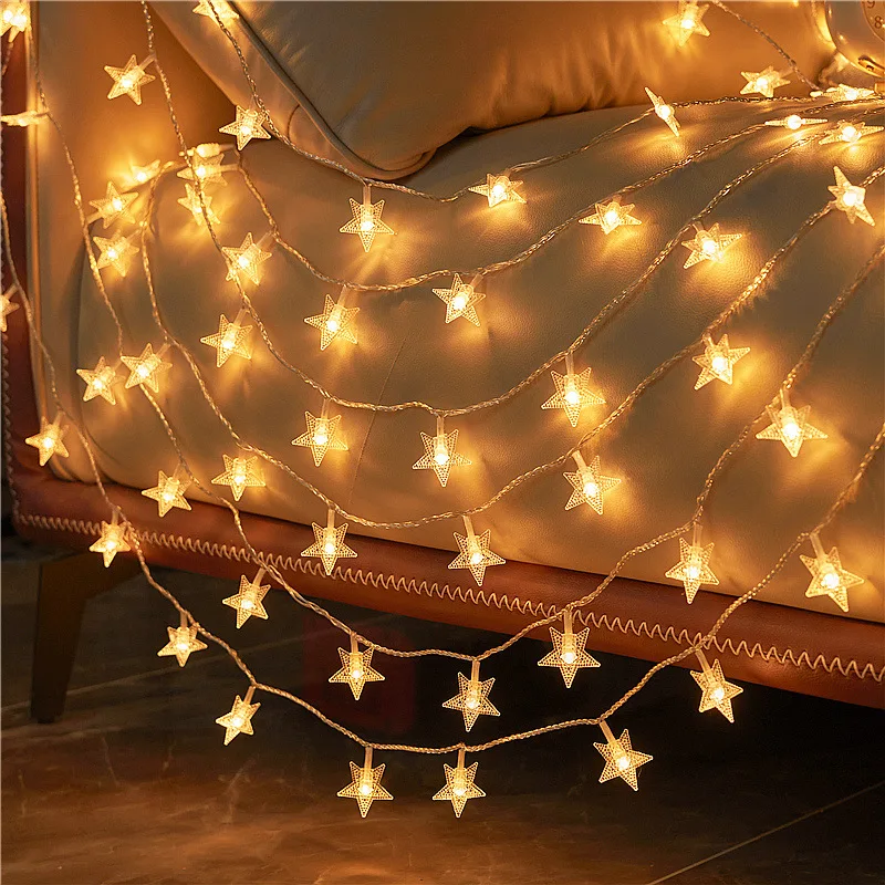 Guirnalda de luces LED en forma de bola de estrella, luces de hadas, blanco cálido, funciona con USB, decoración de vacaciones, fiesta de Navidad, boda, 20 LED