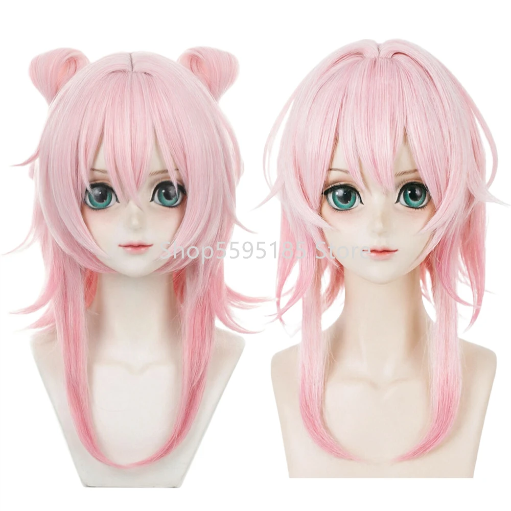 

March 7th Cosplay Wig 50cm Long Wig with Bow Ties Pink Gradient Heat Resistant Synthetic Wigs