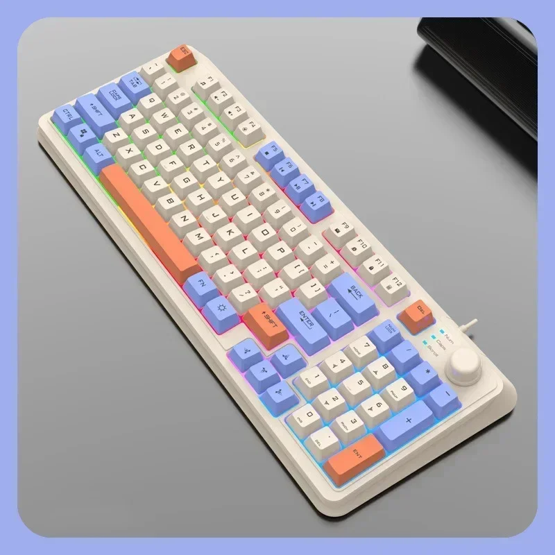 K82 Mechanische Gaming-Tastatur, RGB-Licht, Gamer-Tastatur, 94 Tasten, USB-Anschluss, Hotswap-Tastatur mit Kabel für Notebook, Laptop, Desktop