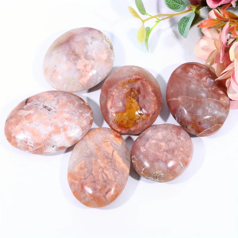 

Glam Style Crystal Pink Agate Palm Stones -1pc Natural Energy Gemstone for Meditation &Home Decoration, Ideal Gift for people