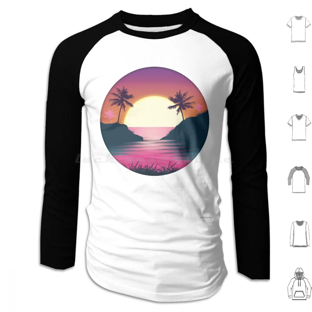 Shoreline Sunset Hoodie cotton Long Sleeve Sunset Beautiful Surreal Nature