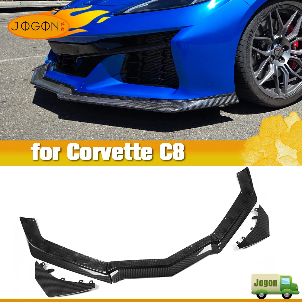 

Накладки на передний бампер JOGON из 100% настоящего карбона для Chevrolet Corvette C8 Z06 Z07 E-Ray 2023-2025, внешний спойлер переднего бампера
