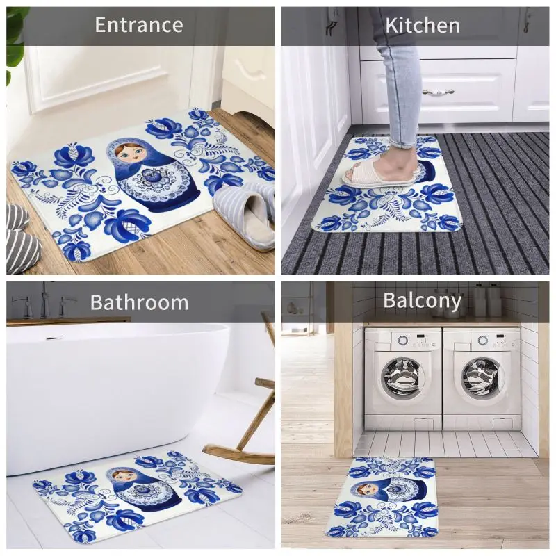 Matryoshka Doll Russia Door Floor Bath Kitchen Mats Anti-Slip Outdoor Russian Folk Art Doormat Toilet Entrance Carpet Rug