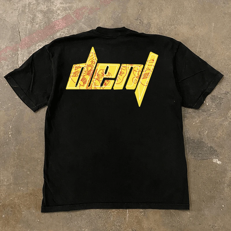 

Men's T-shirt cotton heavy American personality pattern T-shirt Harajuku y2k casual O-collar short sleeve for men and women