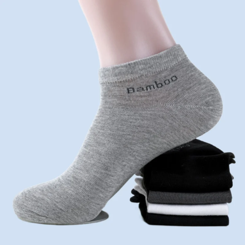 5/10 Pairs 2024 New Men's Bamboo Fiber Socks Short High Quality New Casual Breathable Anti-Bacterial Man Ankle Socks Men Socks