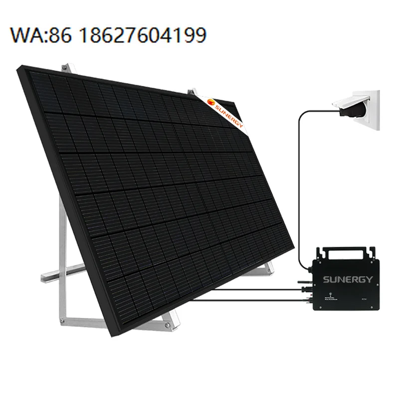 European WiFi Black Smart Balcony Solar Kit, High Efficiency On-Grid, Adjustable Mount Bracket