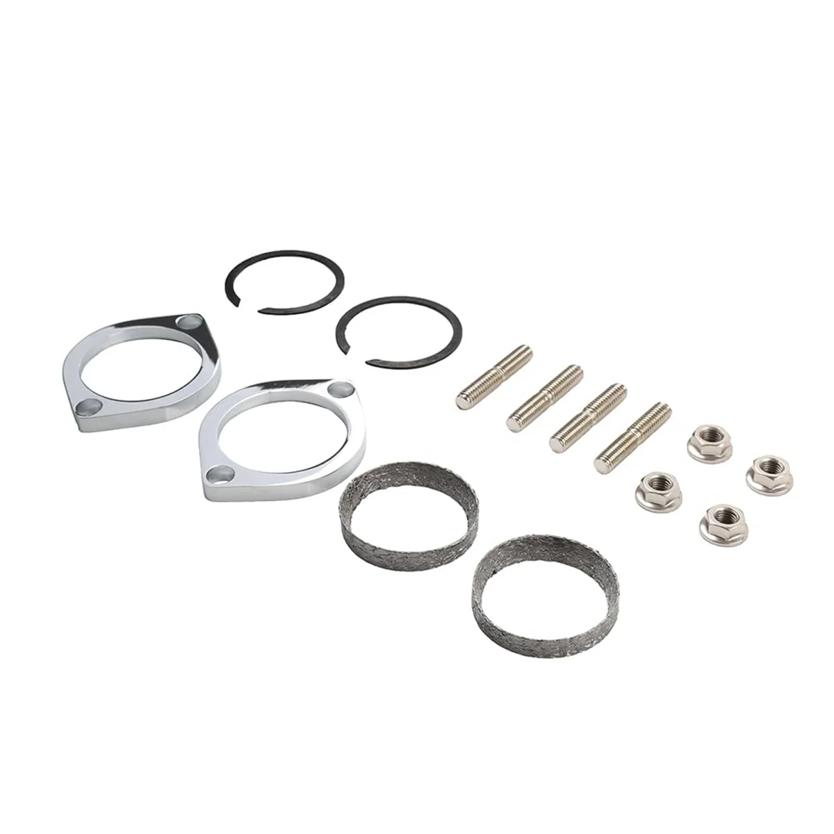 Exhaust Flange Install Kit Flanges Gaskets C-Clips Nuts Washers for Harley Softail Sportster Dyna Touring 30-0205