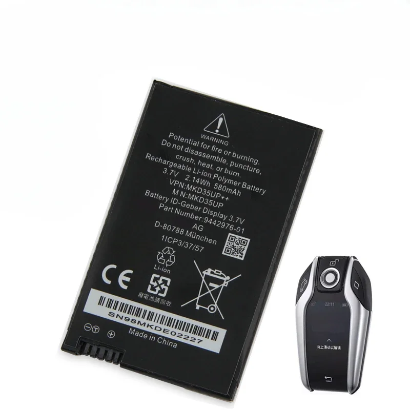 For BMW 5 6 7 Series GT X3 X4 X5 X6 730 740 745 530 Display Remote Control Car Key Battery Rechargeable Battery MKD35UP