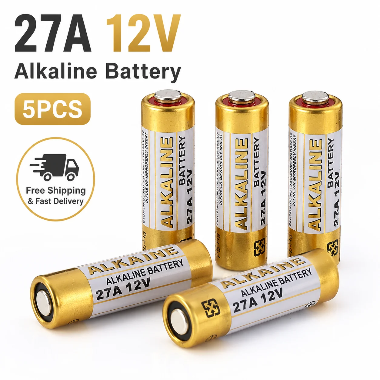 

High Energy 12V 27A Alkaline Batteries 5 Pieces MN27 L828 A27 Fit Remote Control Doorbell Flashlight
