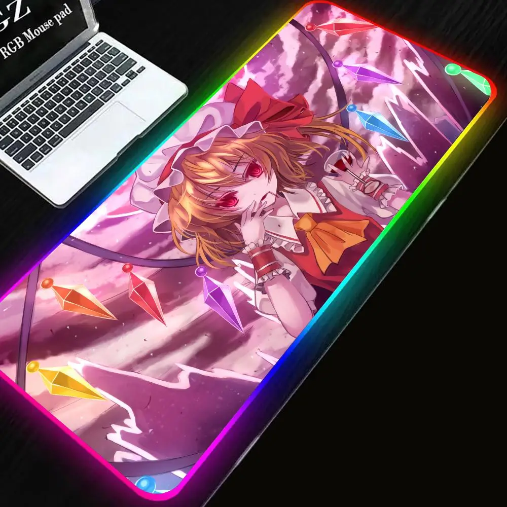 Mouse Pad RGB Gaming Non-slip Rubber Edge Lock Anime Game T-touhou Projects XXXL 1000x500mm Mouse Mat