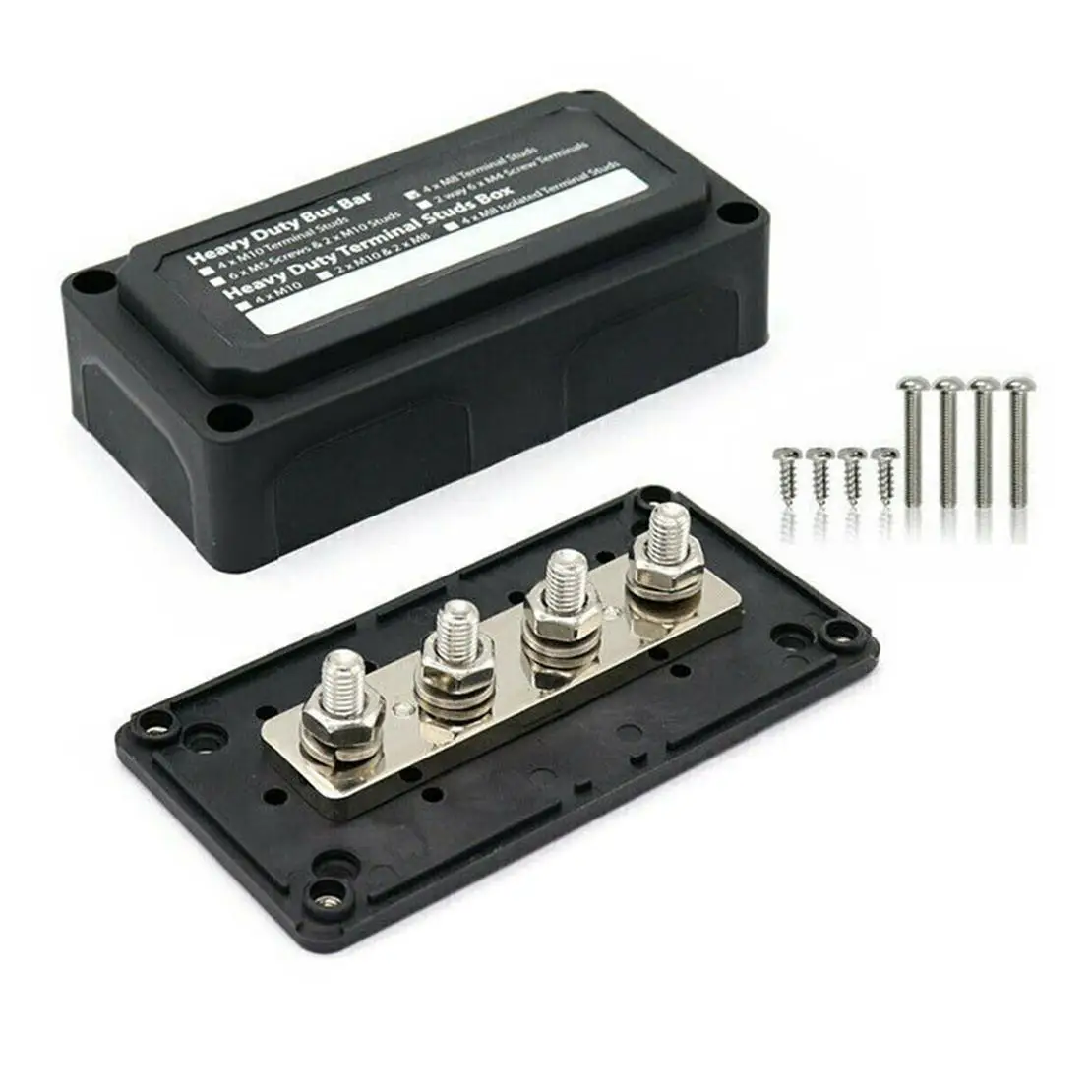 

Universal 300A M8 Studs Bus Bar Power Distribution Box Terminal Block Fit for Car Trucks RV Marine Boat 12-48V Black