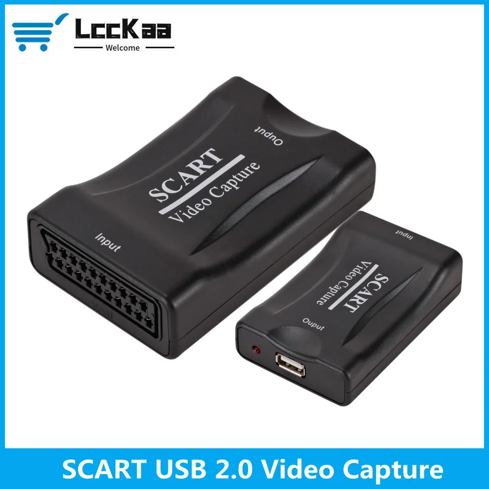 LccKaa-Cartão de captura de vídeo USB 2.0, Scart 1080P, Gaming Record Box, Transmissão ao vivo, Casa, Escritório, DVD, Grabber, Plug and Play