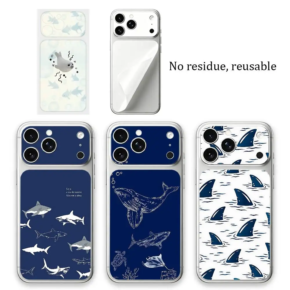 Blue Ahark Ocean Back Skin Sticker For iPhone 17 Pro,17 Pro Max Anti-Scratch Protective Film