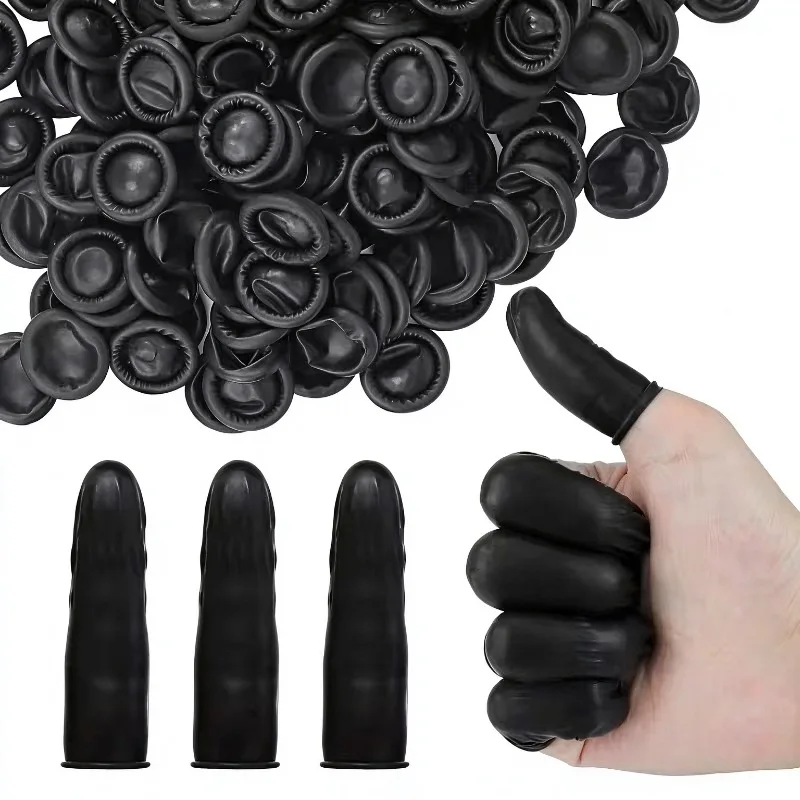 100/200/300PCS Disposable Black Finger Cots Daily Cleaning Home Hygiene DIY Painting Beauty Nail Art Anti Slip Tools