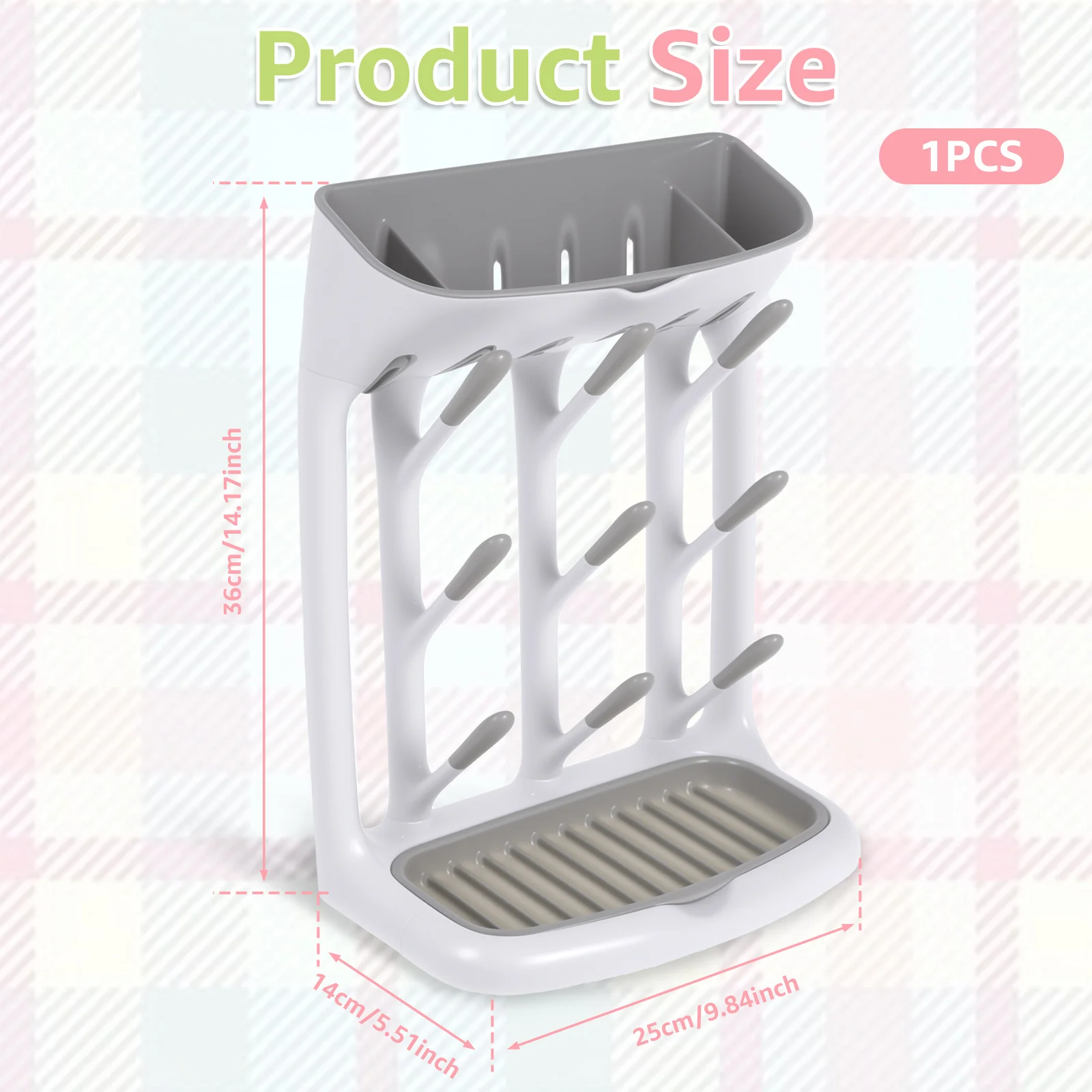 Vertical Baby Bottle Drying Rack Space Saving Countertop Holder Detachable Tray Design Suitable for Baby Bottles Cups