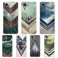 Forest Geometry Wood Nature Transparent Phone Case For Redmi K40 8A 9A 9C 7 8 8T 9 9S 10 Pro Gaming Note 11 11T 12T 10 Plus Bag