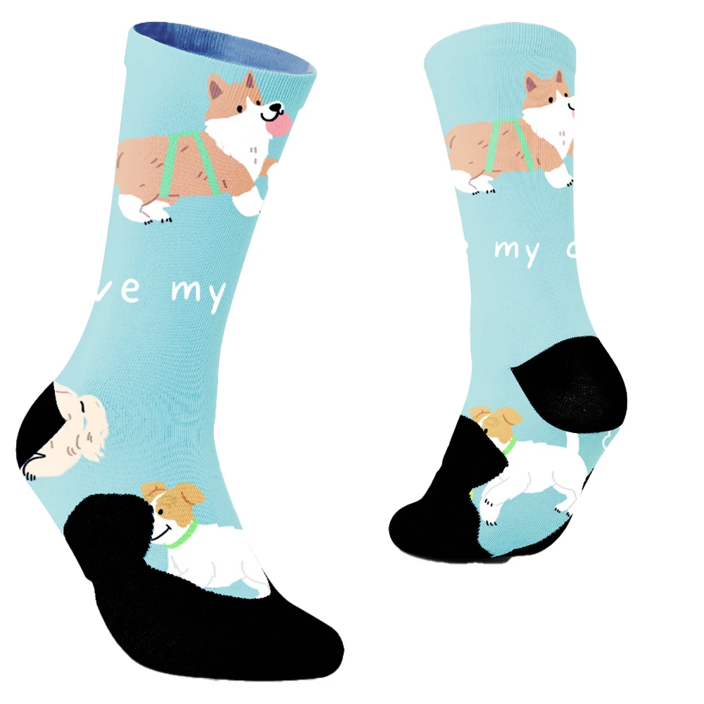 2024 New High Quality Combed Cotton Socks Cartoon animal Pattern Happy Men Socks Skateboard Crew Casual Crazy Sock