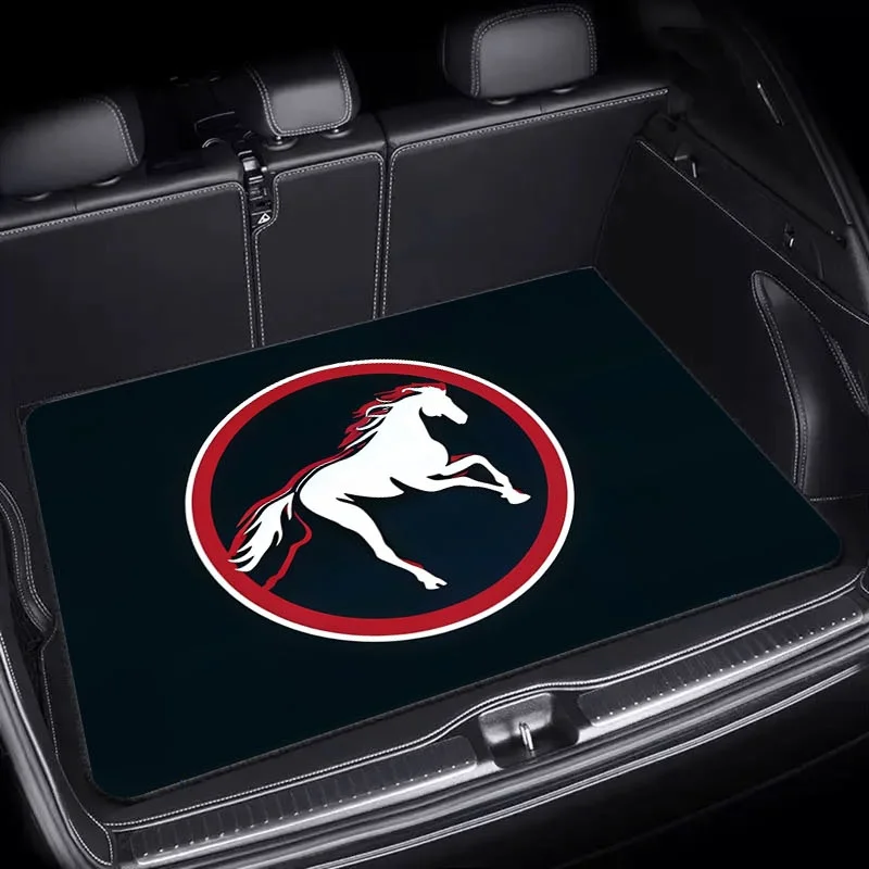 Car Trunk Mat, 1pc Horse Silhouette Emblem Design, Material, Fit For Car Interior, Durable Cargo Liner, Easy To Clean, Stylish