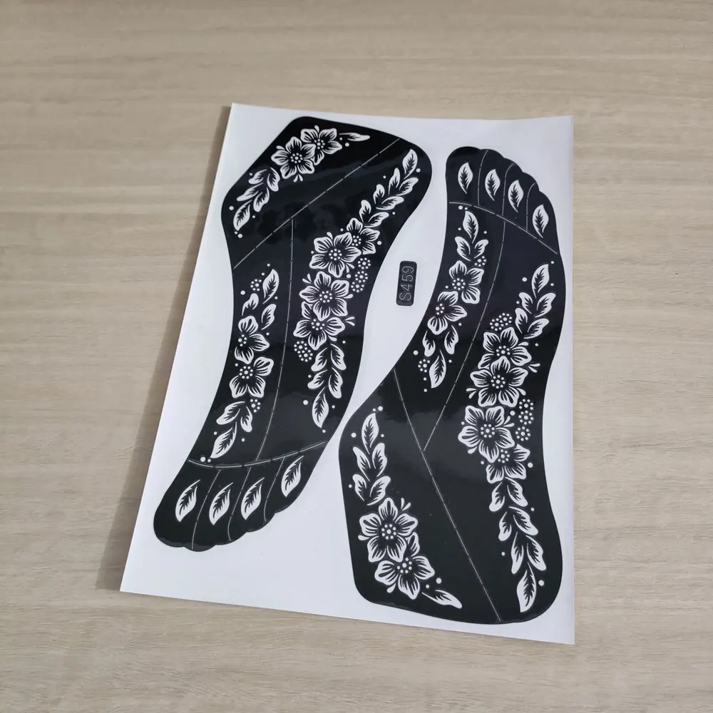 Henna Template for Foot Painting Reusable Mehndi Tattoo Stencil for Women Femal Body Art