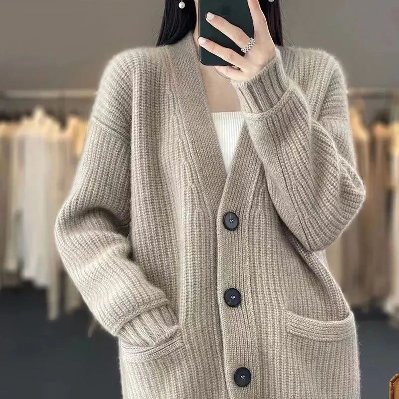 Cardigan optique haut de gamme, manteau pull polyvalent, décontracté, coréen, automne, hiver, nouveau, 2023