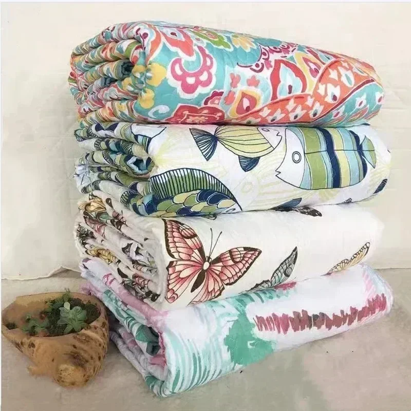 1PC 220x240cm Bohemian Style Bedspread Summer Thin Quilt Soft Air Conditioning Four-season Quilt Printied Bedding Home Textiles