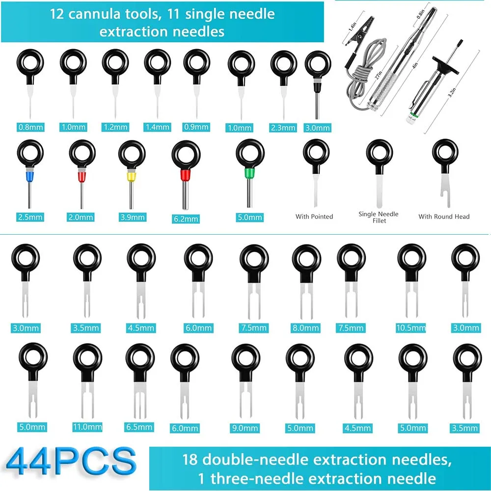44/82/139PCS Auto Terminal Removal Kit Connector Pin Removal Tool Pin Extractor Tool Draad Terminal release Tool Waterdichte Tas