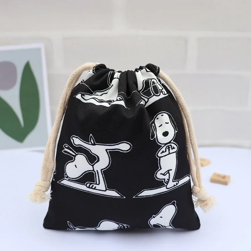 Snoopy High Quality Natural Linen Storage Drawstring Bags Package Small Pouch Home Organize Cotton Sacks Christmas Gift