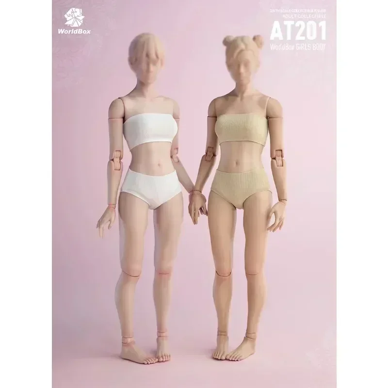 Worldbox AT201 AT202 1/6 Scale Girl Normal Fat Leg Joint Flexible Body 12\'\' White Light Tan Skin Female Soldier Action Figure