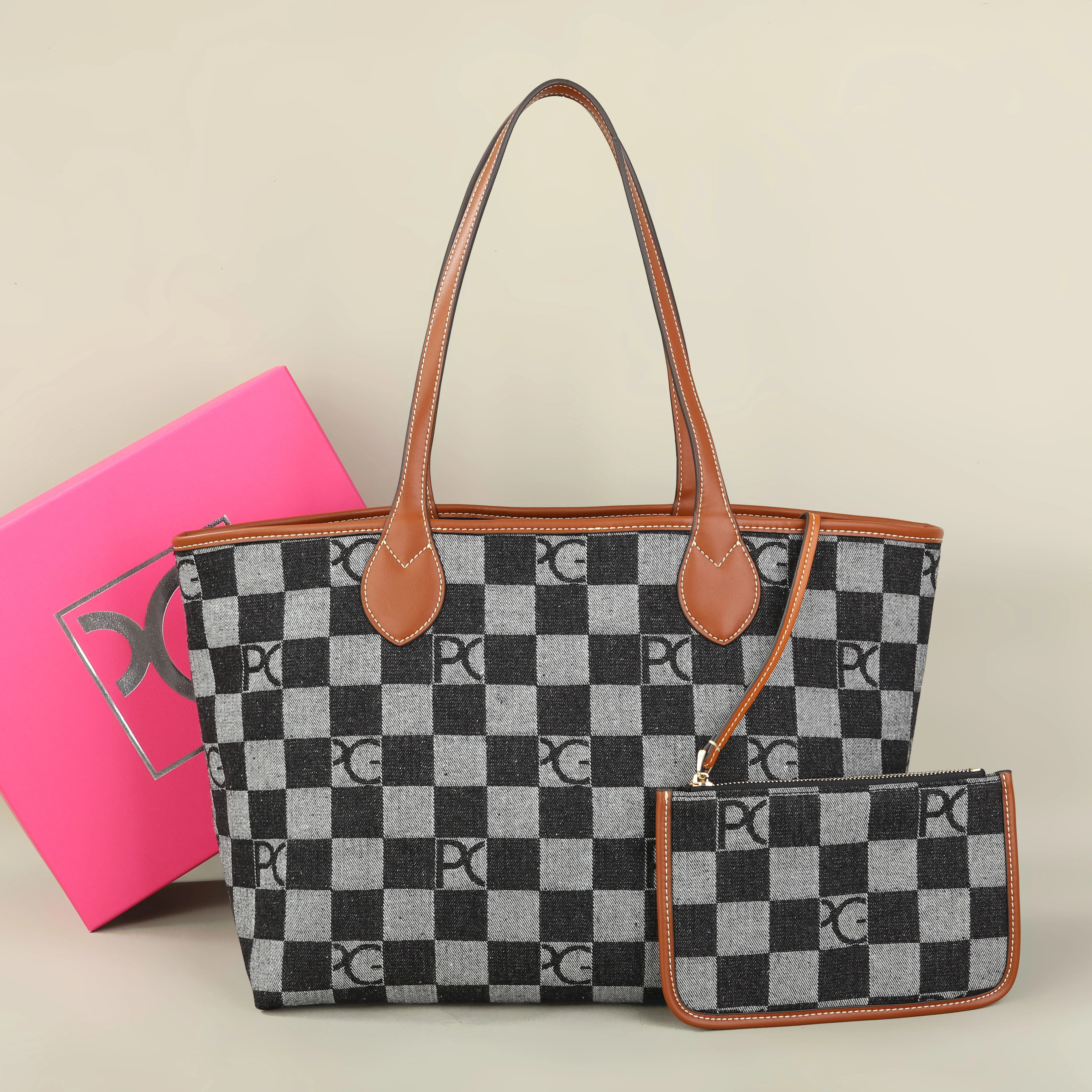 PG Damen-Tragetasche, Schlichte Doppelseitige Mutter-Kind-Tasche mit Großer Kapazität, Lässige Handtasche, Einkaufstasche – Detail 8