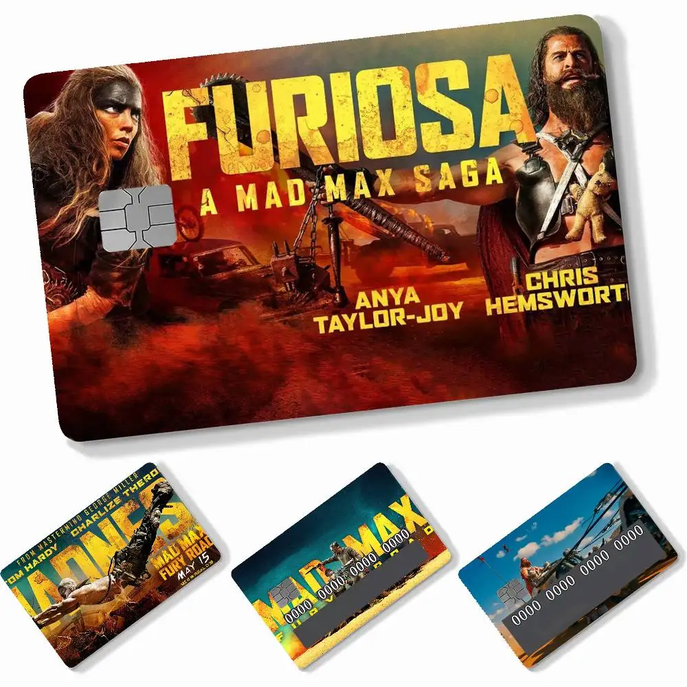 F-furiosa A M-Mad Max S-Saga Movie   4pcs Credit Card Skin Stickers Suitable for Bank  Transit Pass Decorative Cover