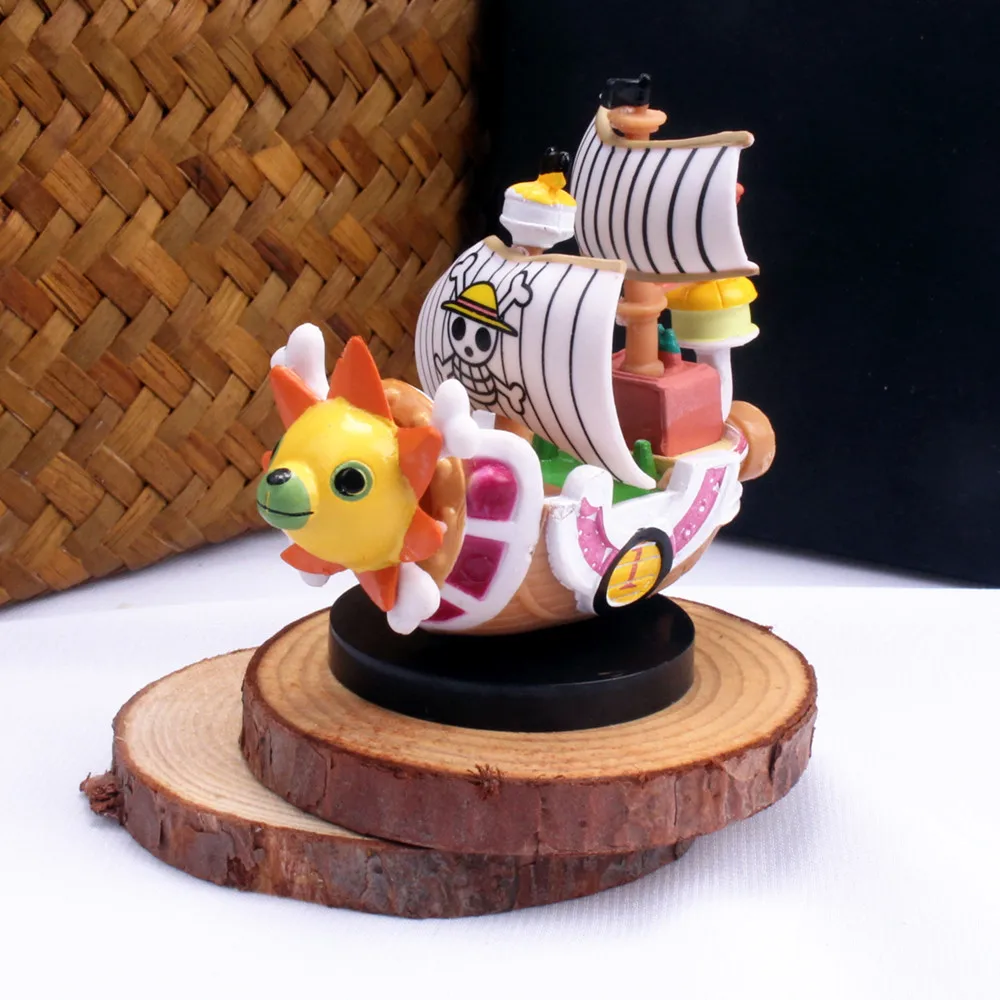 6CM Anime One Piece Cute Mini Boat Cartoon Model Ornament Thousand Sunny Display Ship Luffy The Straw Hat Pirates Kids Gift Toy