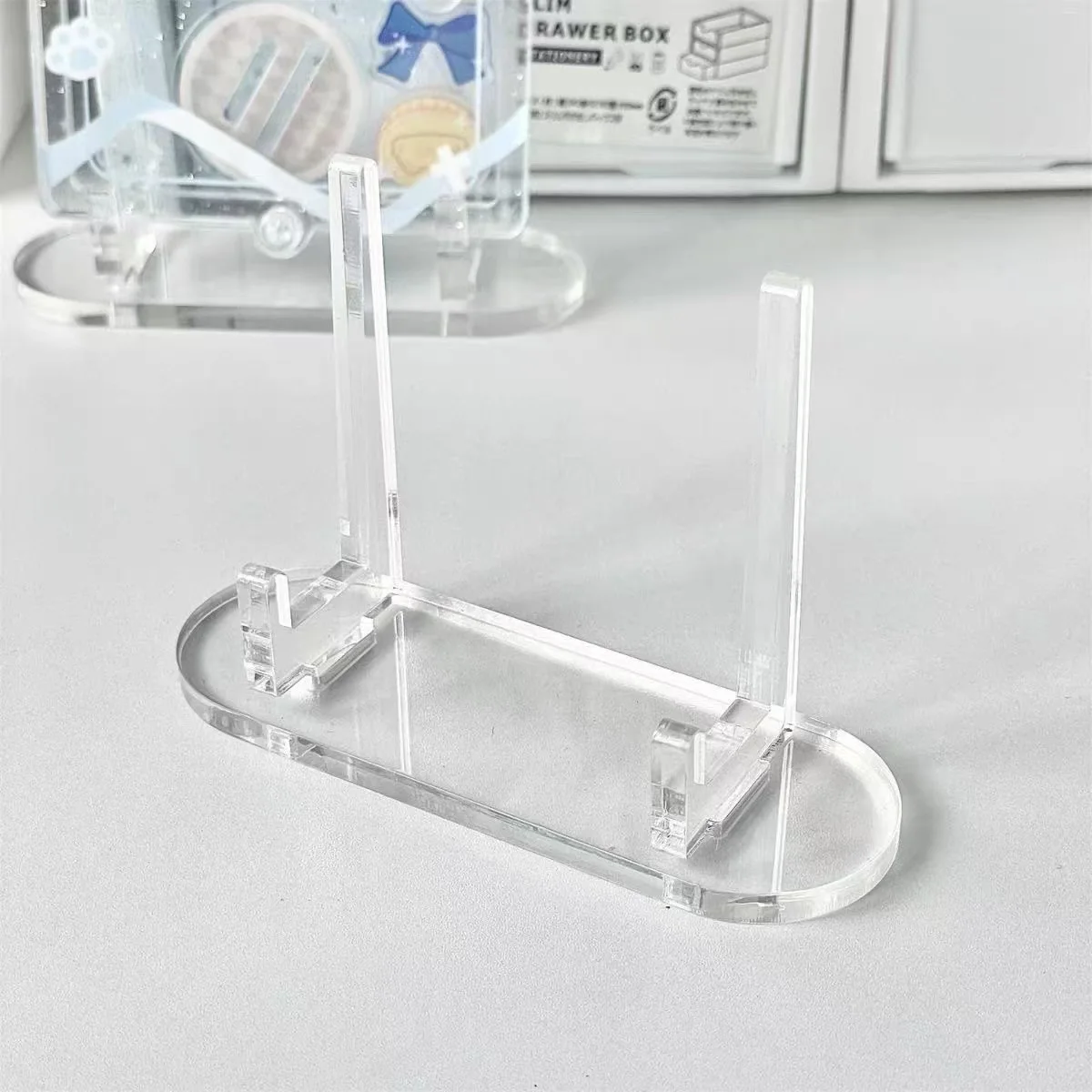 Clear Acrylic Display Stand, Adjustable Transparent Easel Multifunctional Holder for Cards, Plates, Photos and Small Decorations