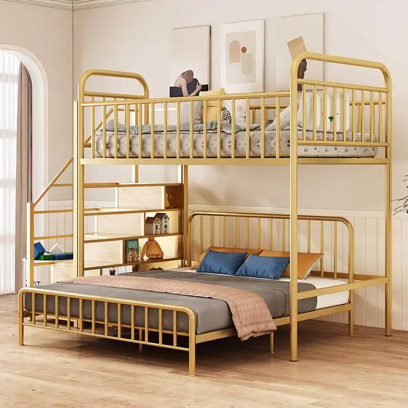 Minghui wrought iron duplex raised bed, duplex second floor bed combination sheet, upper floor, small apartment, attic bed, bott