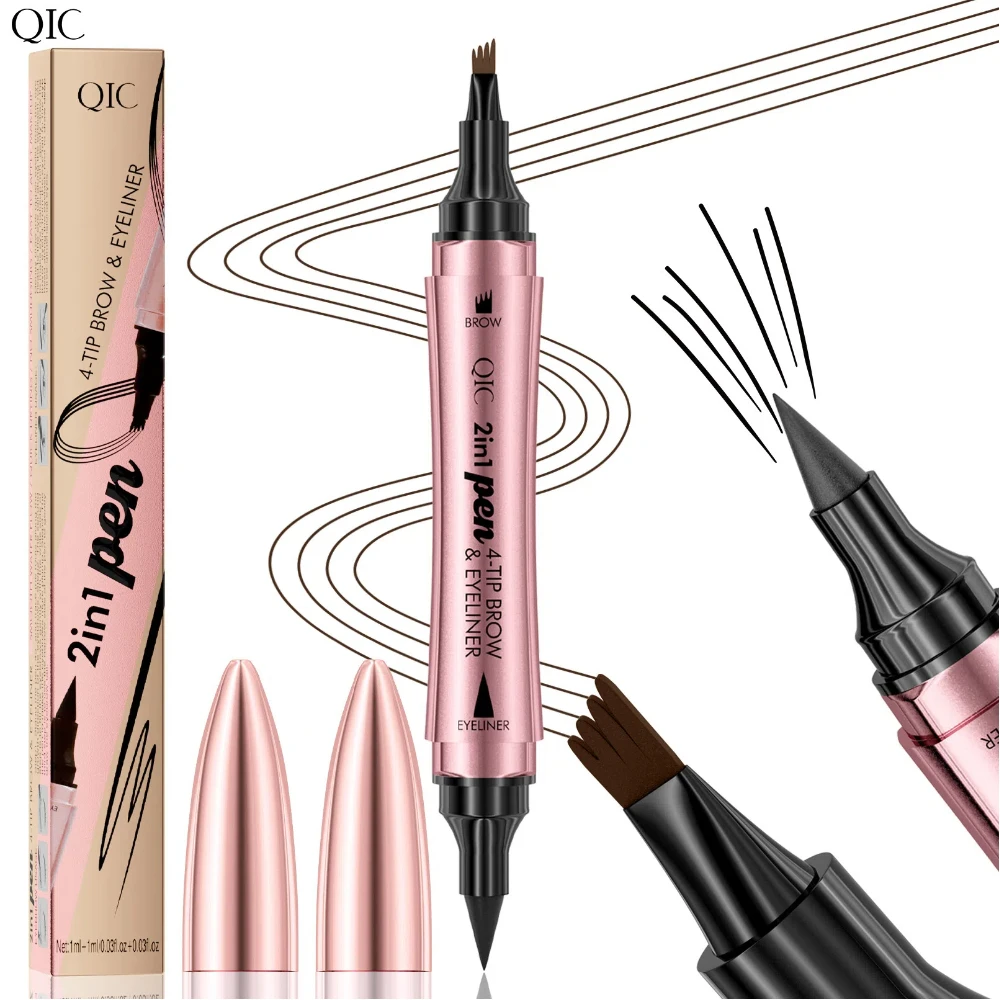 4 Fork Eyebrow Eyeliner Pencil Waterproof Liquid Wild Eyebrow Tattoo Pen Long Lasting Professional Korean Makeup Cosmetics